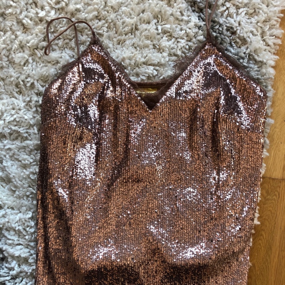 Gold Sequin Camisole with Lace Lining